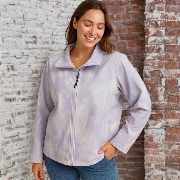 Giordano Fleece Pastel Tie-Dye Full Zip Jacket Water Resistance Relax Fit Large - Picture 1 of 9